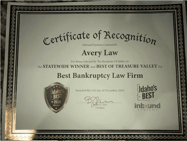 Certificate of Recognition  - Idaho's Best